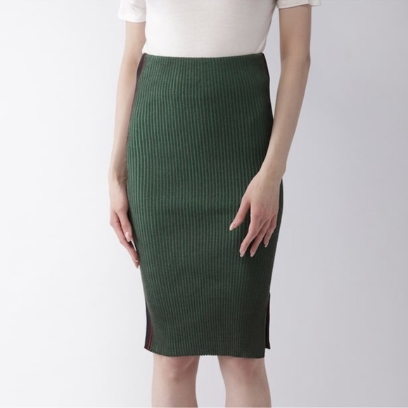 Scotch and Soda Green Ribbed Varsity Stripe MIDI Skirt Small - Picture 2 of 12